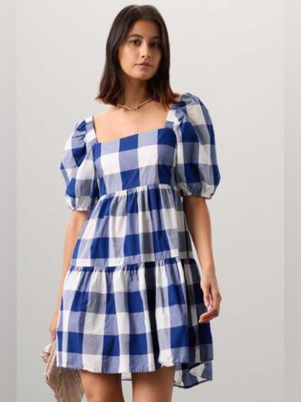 Peter Som Plaid Check Puff Sleeve Mini Dress Size 8
